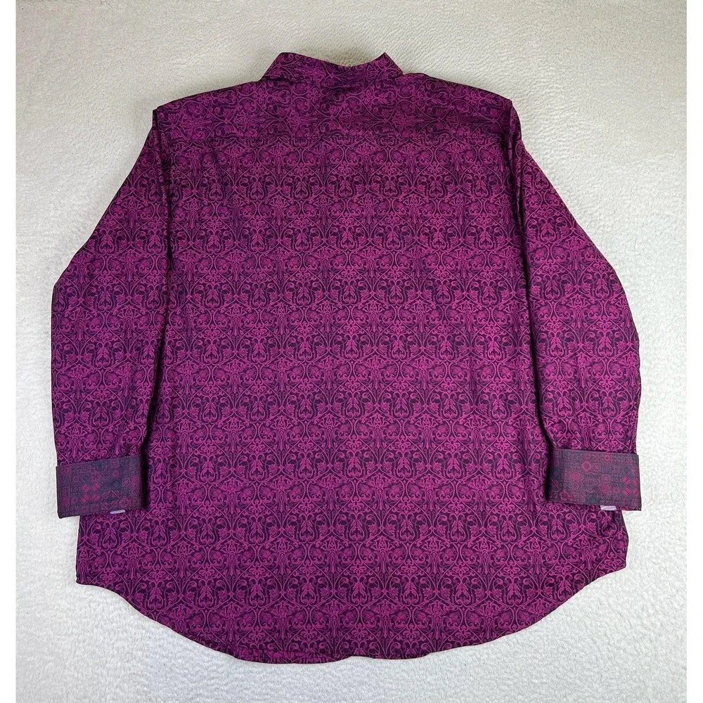 Robert Graham Shirt Mens 3XLT Purple Floral Cotton Long Sleeve Button Up - Picture 2 of 8
